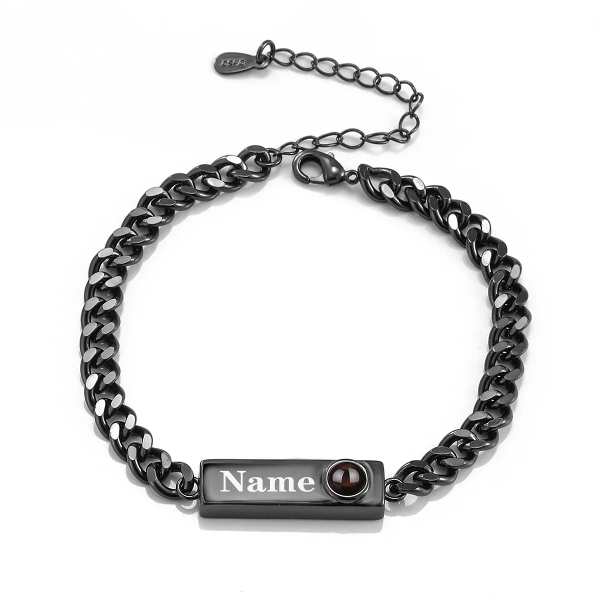 Rectangular Projection Bracelet Stainless Projection Bracelet With Photos Suitable For Both Men And Women Carved Name Bracelet