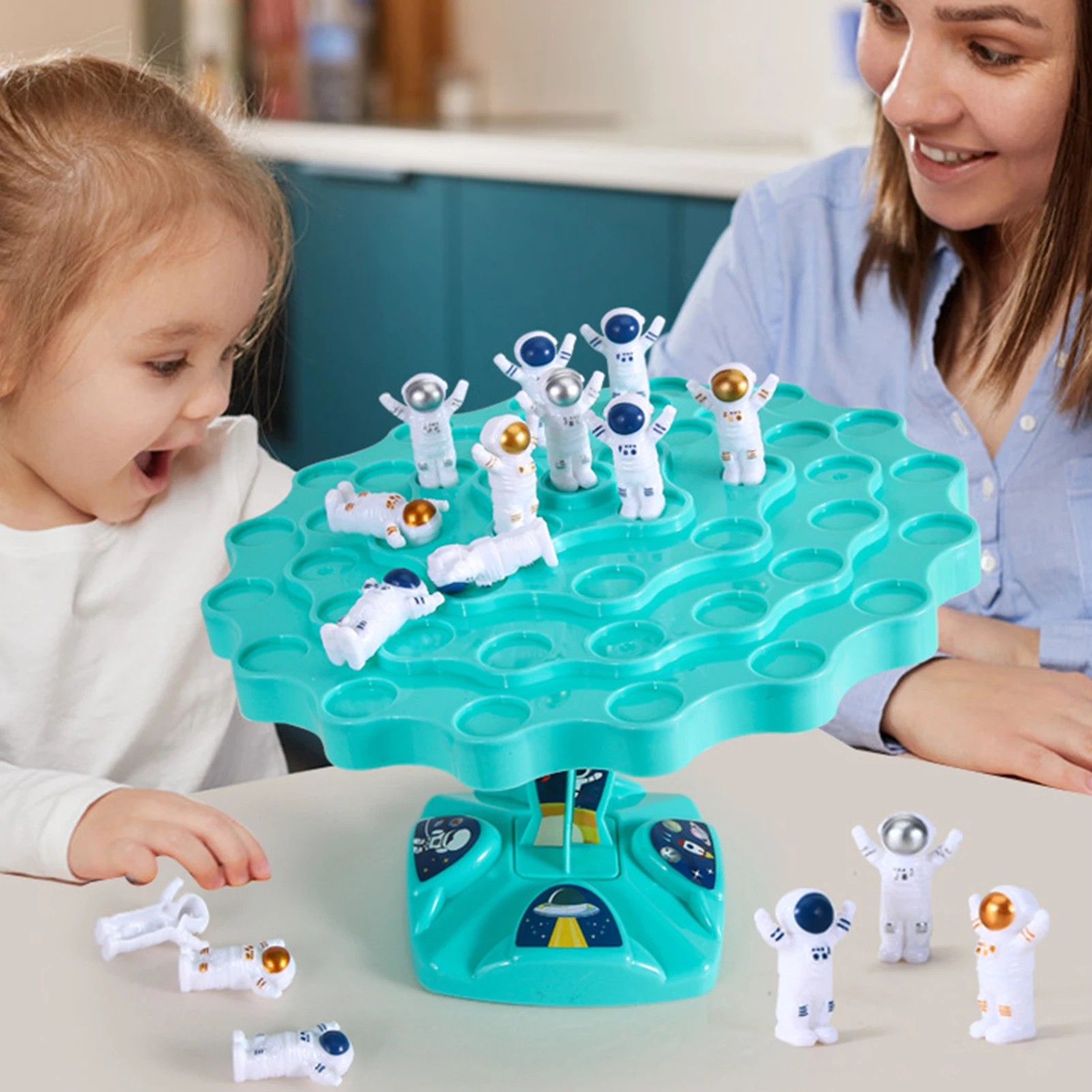 24/48pcs Children Balance Perception Toy Astronaut Balance Games Fun Space Puzzle Toys for Kids Set of Stacking Board Games