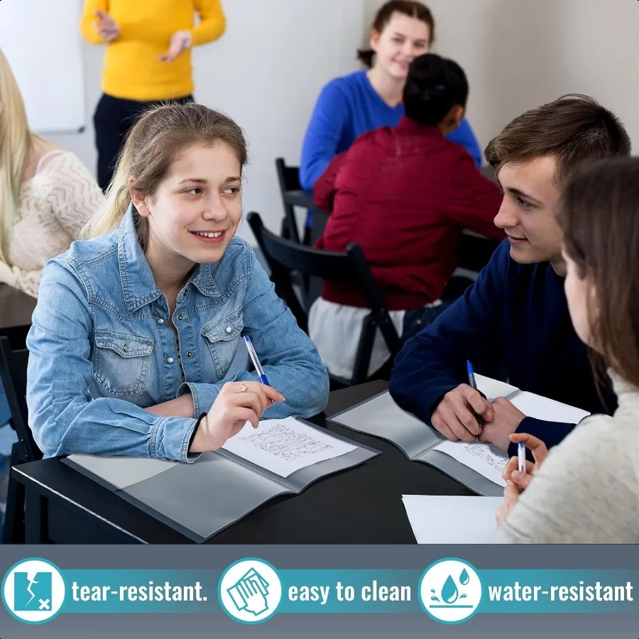 12 قطعة مجلدات متعددة الجيب فوليو 11 منظم مستندات الجيب مقاومة للتمزق المهنية مرنة البلاستيك الموثق ل Busin و B