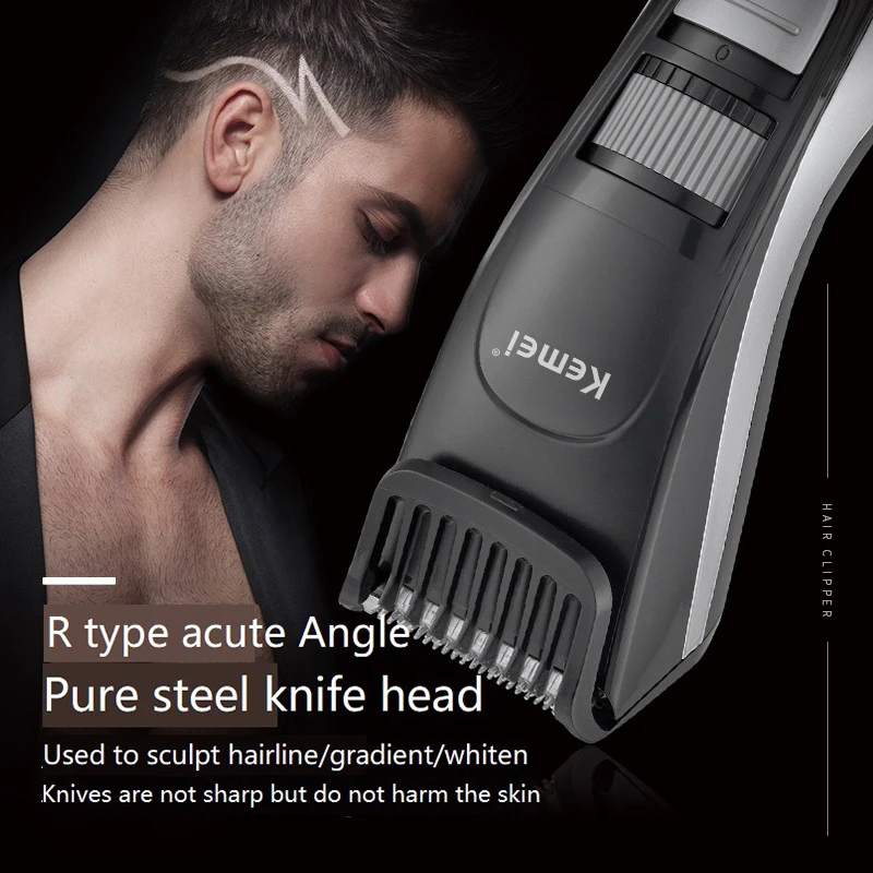 Kemei New Rechargeable Cordless Hair Clipper Men's Grooming Professional Electric Hair Clipper Beard Haircut Edge Sketch