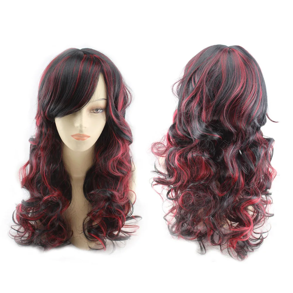 

Synthetic Hair Wigs Long Blonde Cosplay Wig With Bangs Wavy Cheap Wigs For Women Red Black Burgundy Wig Ombre