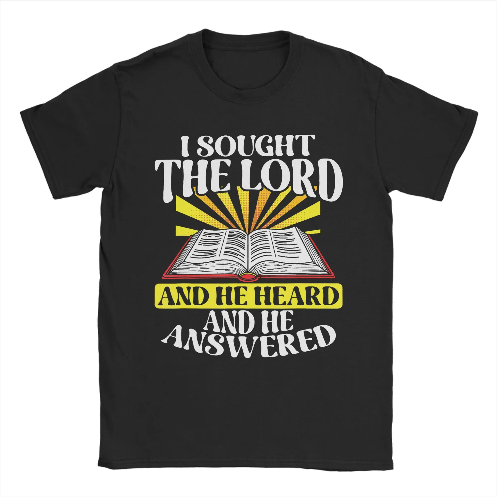 Men I Sought The Lord And He Answered  T Shirts  Pure Cotton Tops Funny Short Sleeve Round Collar Tees Plus Size T-Shirt