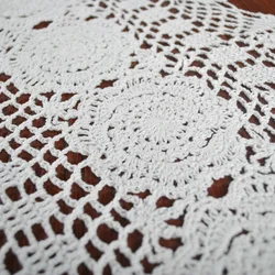 Crocheted Table Runner Doily Floral Handicraft Home Decor Lace Runner Table Tablecloth White Cotton Countryside