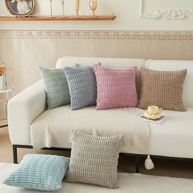 Flamelette Corduroy Pillowcase Set Reversible Ribbed Velvet Pillow Case Sided Luxury Velvet Cushion Cover Sofa Bed Home Decor