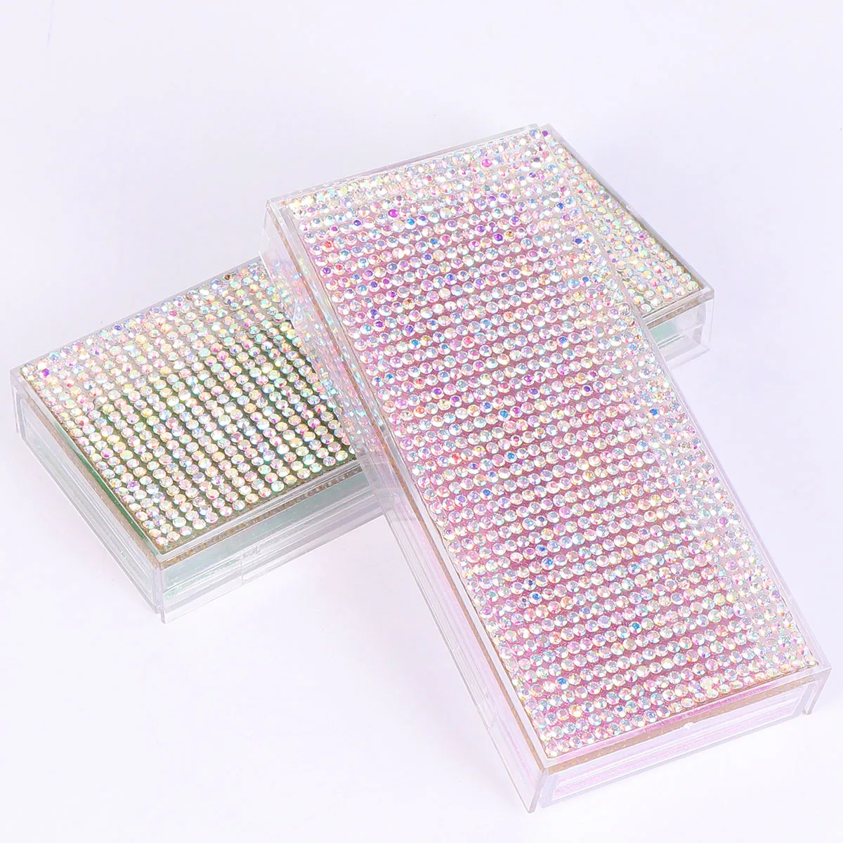 

2pcs Clear Storage Box Candy Color Eyelash Organizer False Eyelash Container Open Close For Salon Home Use