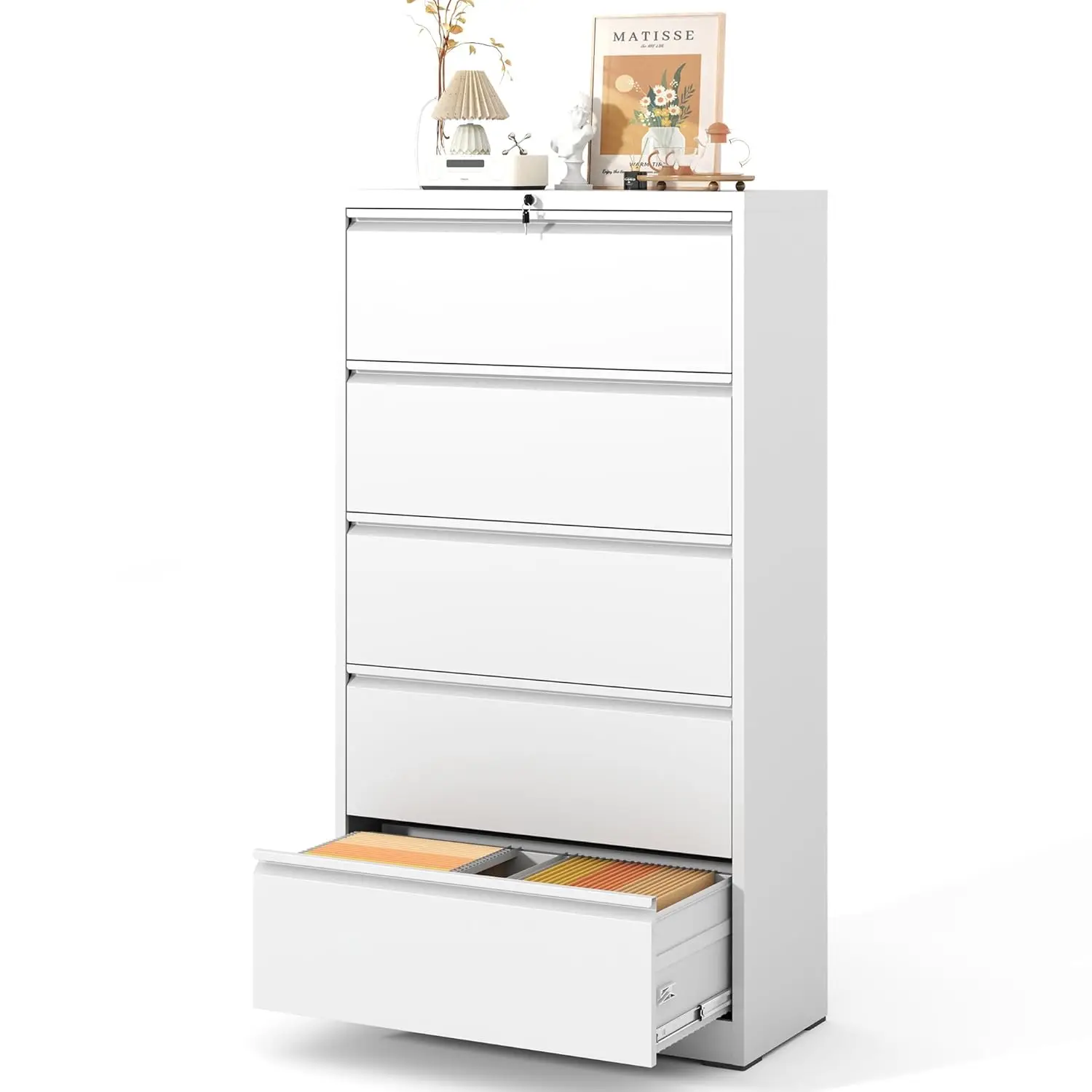 ##5 Drawer Metal Lateral File Cabinet with Lock Letter Legal A4 F4 Hanging Files Home Office, Customized