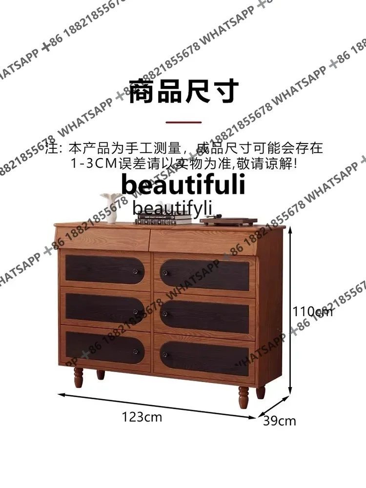 French Style Solid Wood Shoe Cabinet for Home Entrance, Integrated Wall-Mounted Shoe Storage Cabinet