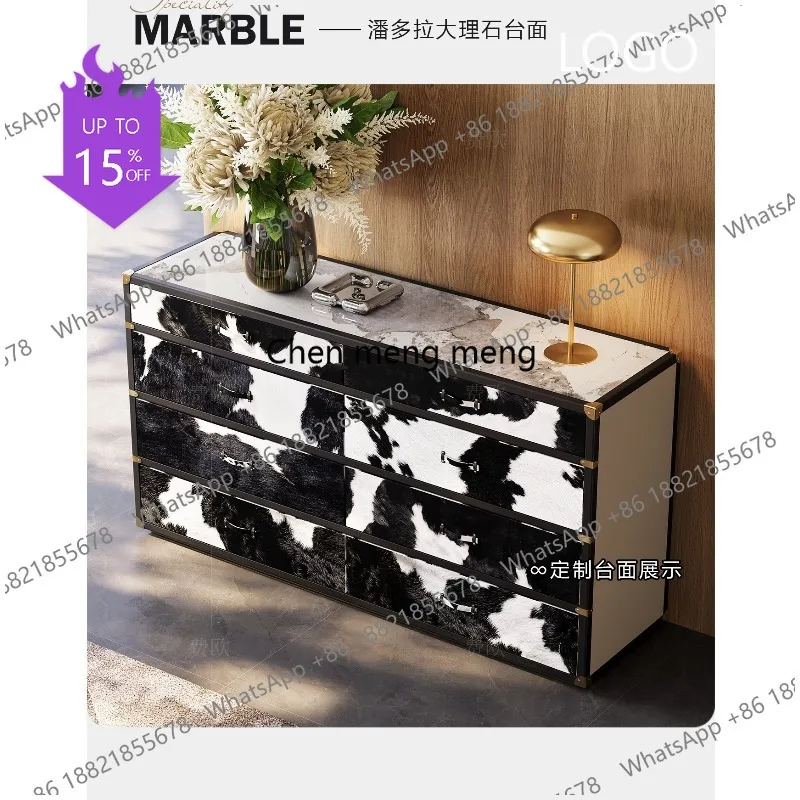 M183 Light luxury bucket cabinet Italian custom high-grade milk cowhide storage cabinet entrance bedside cabinet