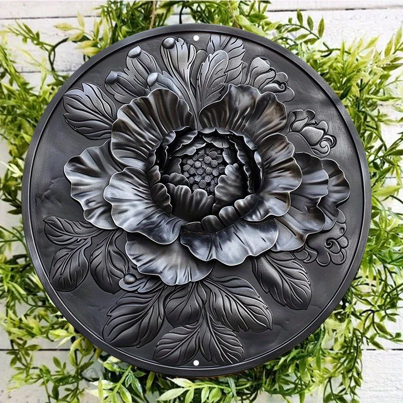 

Black Peony Round Aluminum Wall Art, UV and Scratch Resistant, Metal Decor for Indoors and Outdoors, Decorative Wall Poster