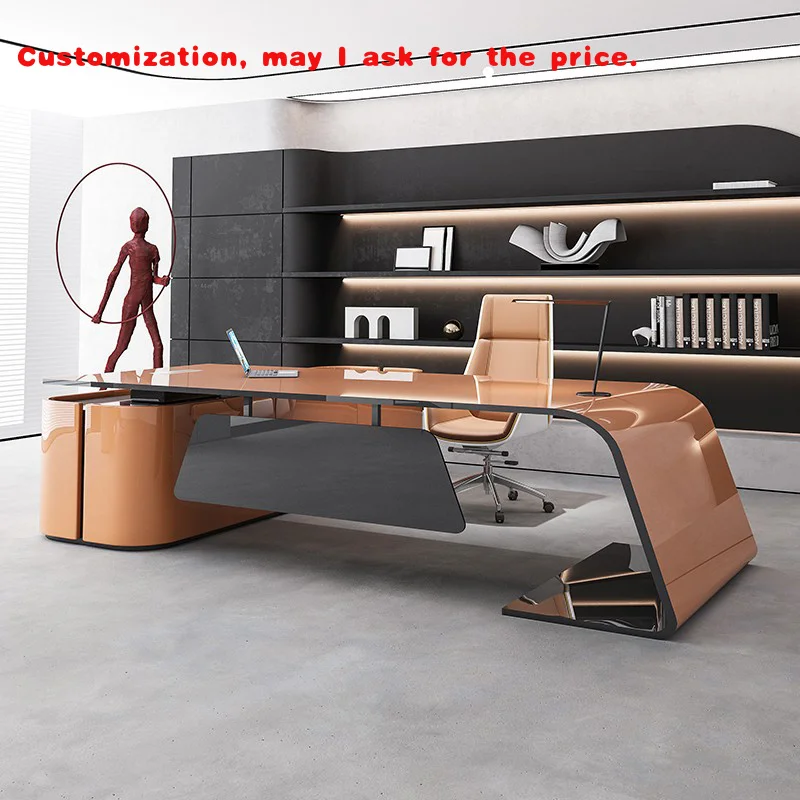 

custom.Senior Lacquer Desk Designer High-end President Table Fashion White Manager in Charge of Big Class Desk