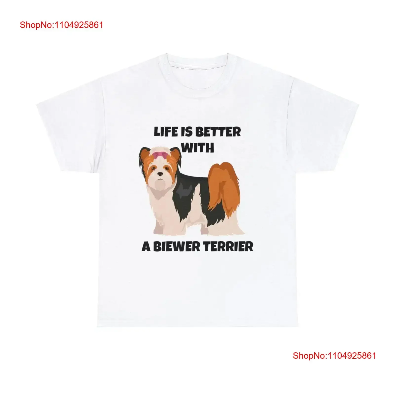 

Life is Better with a Biewer Terrier Heavy Cotton T Shirt vintage Washed Unisex fashion homme Casual Slightly Comfortable