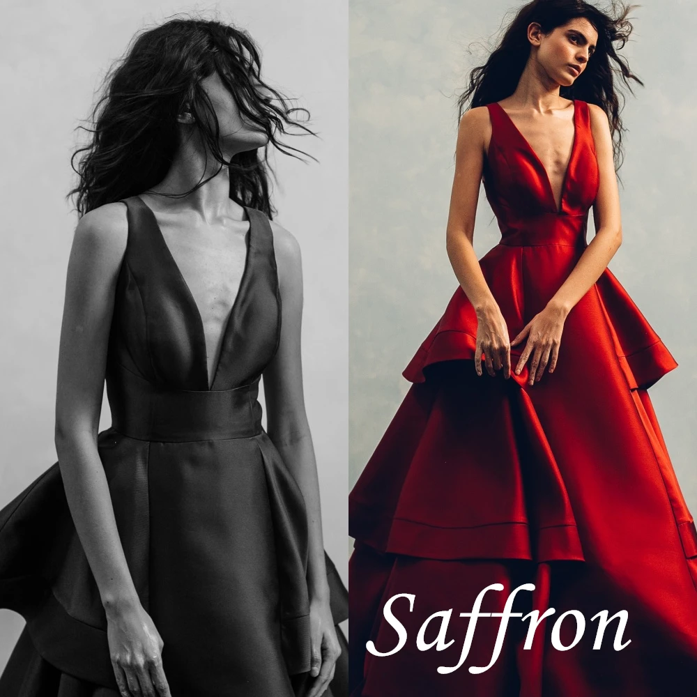 맞춤형 우아한 v 넥 캡 슬리브 이브닝 드레스 섬세한 계층화 된 연예인 가운 패션 a 라인 지퍼 백 파티 드레스