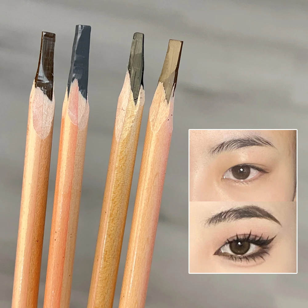 Wood Eyebrow Pencil Waterproof Natural-looking 4 Colors Eyebrows Tattoo Tint Eyeliner Pen Ultra-Precise Lasting Brow Enhancers