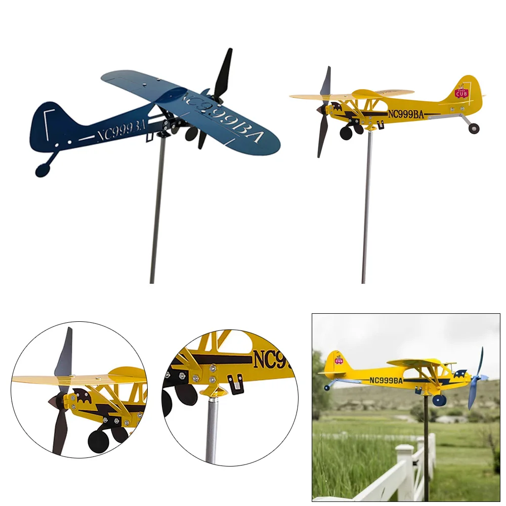 S/L Flat Metal Aircraft Wind Vane Accurate Indication Wind Direction Weather Vane Windmill Anti-Corrosion for Garden Decoration