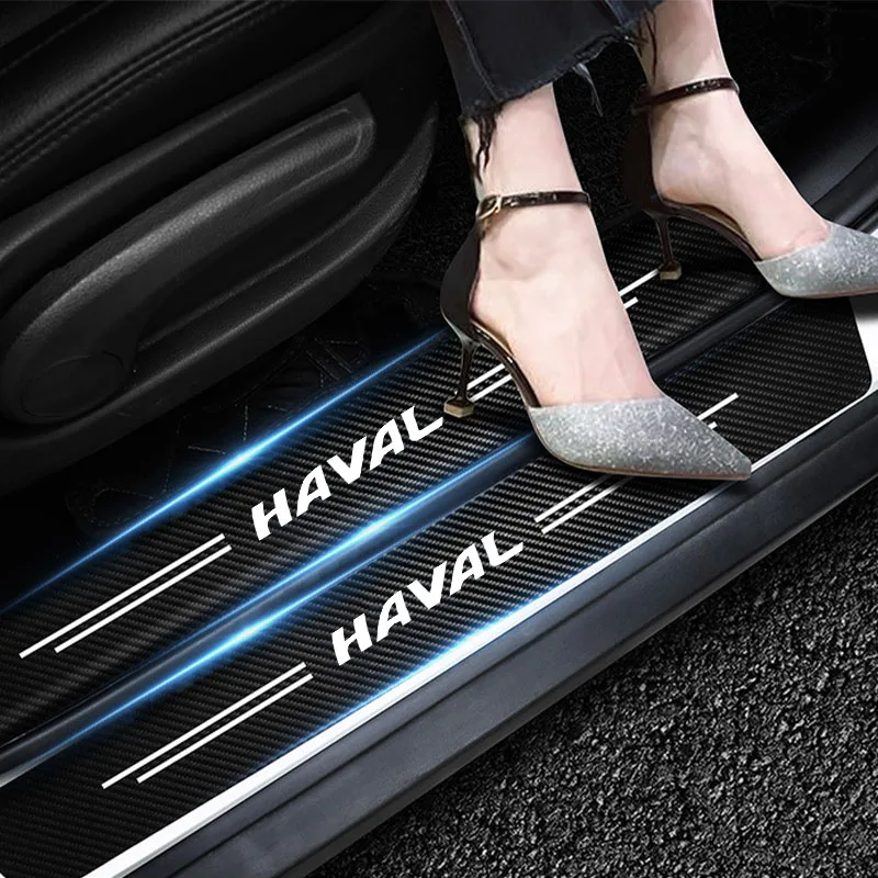 Leather Car Door Sill Plate Protector Stickers Protection For Haval H1 H2 H3 H6 H7 H9 M6 F7X Jolion Great Wall Accessories