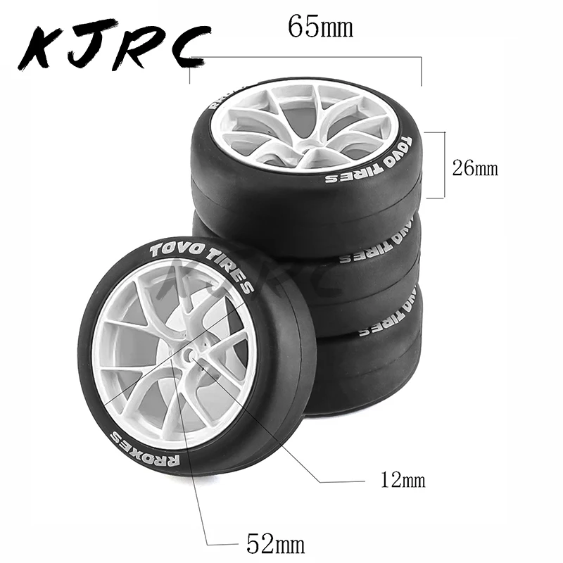 RC Drift Car 4pcs 65mm Hard Drift Tire 1/10 On Road Touring Racing Car Tyre Wheel for Tamiya TT01 TT02 XV01 PTG-2 Kyosho HPI HSP