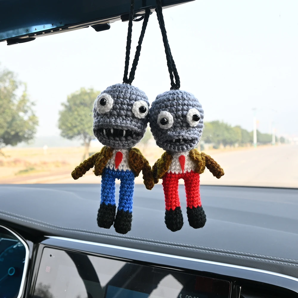 Handmade Crochet Zombie Hanging Decor For Home Interior,Car Rearview Mirror Hanging Ornaments,Creative Halloween Gift For Friend