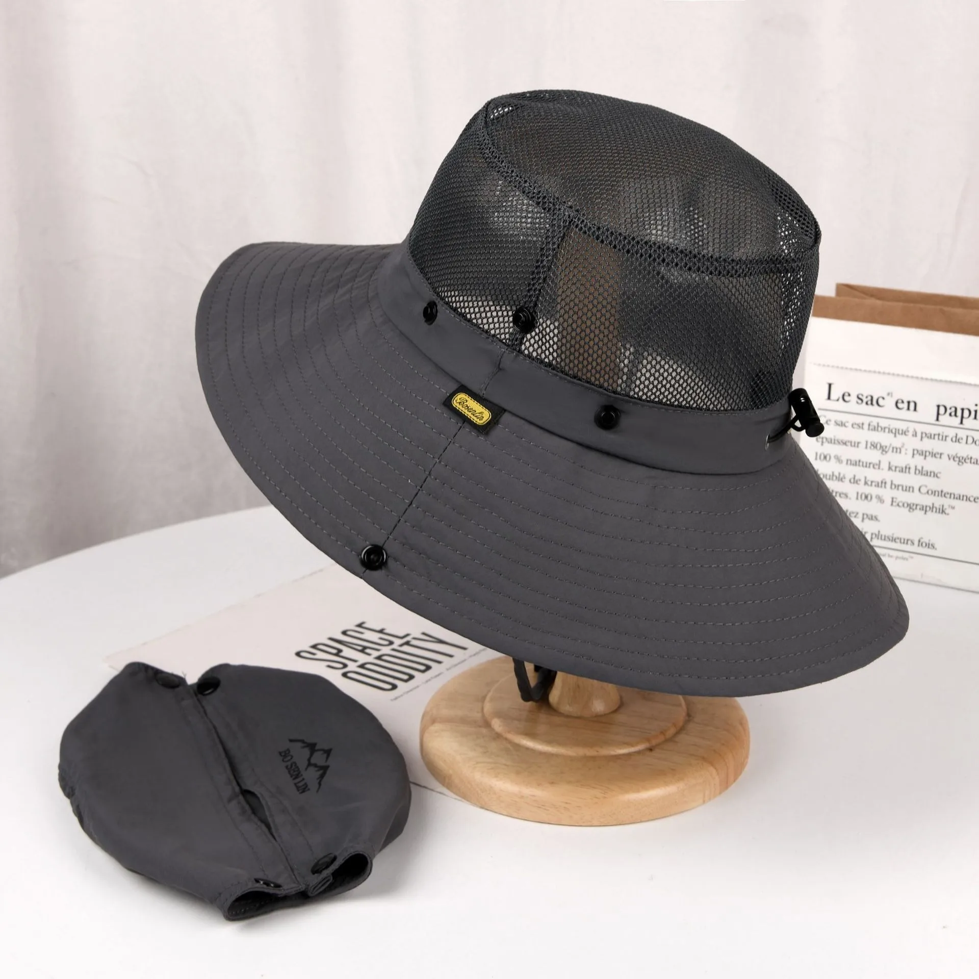 

Detachable Crown Quick-Dry Sun Hat for Men, Breathable Large Brim Outdoor Fishing Hiking Work Cap