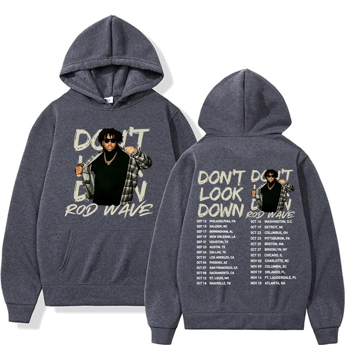 Rapper Rod Wave Don't Look Down Tour 2026, beidseitig bedruckte Kapuzenpullover für Herren und Damen, Harajuku-Stil, bequeme, hochwertige Sweatshirts, Streetwear. – Detail 4