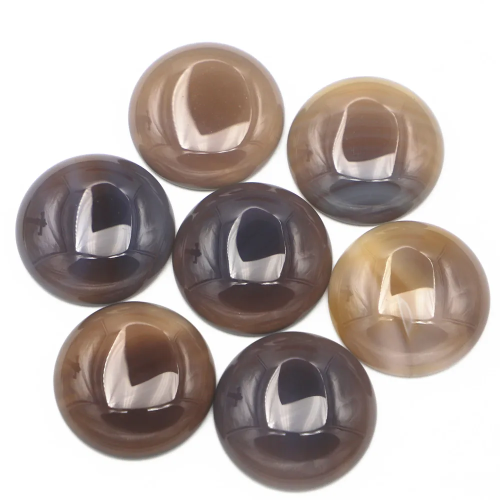 

30mm Natural Stone Grey Agate Round Cabochon Bead Fit DIY Earring Bracelet Jewelry Making Finding Wholesale Free Shipping 12Pcs