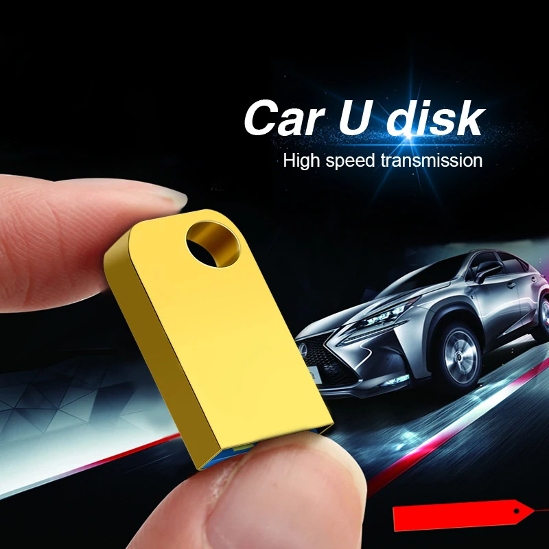 Mini unidade flash USB de alta velocidade 128 GB, unidade de caneta de metal para fotos, vídeos musicais, compatível com PC/laptop/carro
