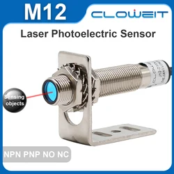 Cloweit M12 30cm Laser Detect Narrow Space Workable Diffuse Photoelectric Sensor Proximity Switch J12-D