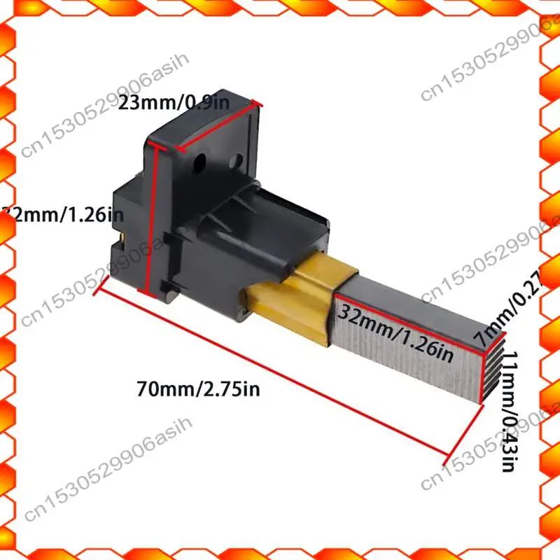 -AT52 10 قطعة فرش كربون آلة مع أصحاب لدايسون DC05 DC07 DC08 المكانس الكهربائية موتور فرشاة الكربون 7X11x32mm