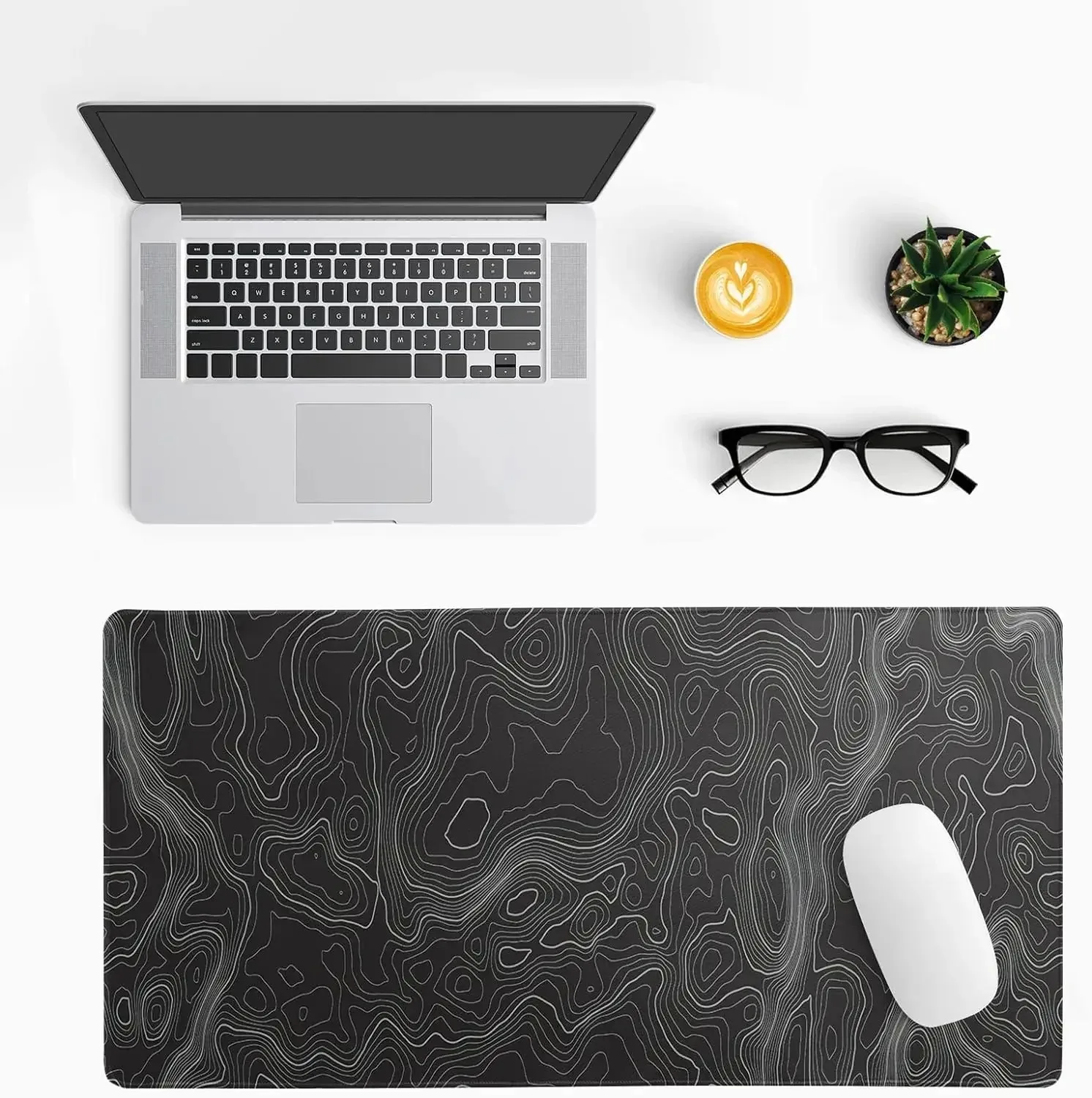 Topographic Texture Leaf Cool Rubber Mouse Pad Gaming Large Small Laptop Deskmat Keyboard Mat Stitched Edge Non-Slip Desk Pad