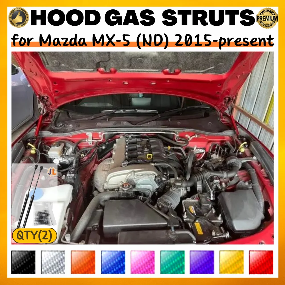 

Qty(2) Hood Struts for Mazda MX-5 (ND) 2015-present for MX-5 Miata Front Bonnet Modify Gas Springs Shock Absorber Lift Supports
