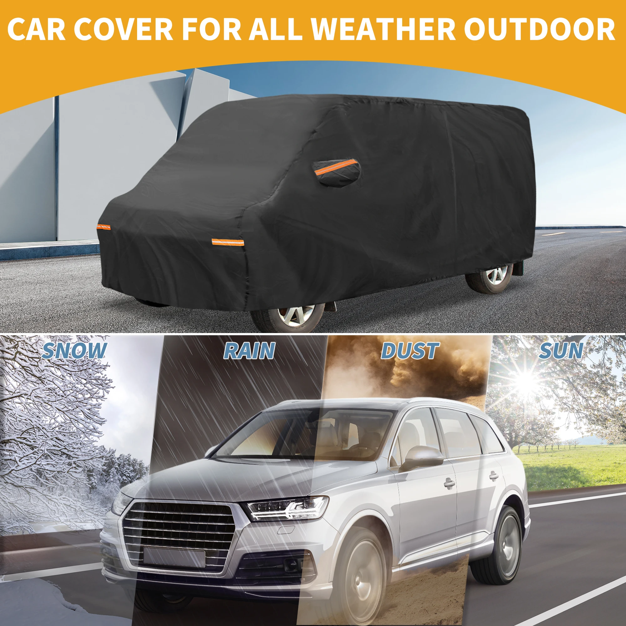 

Uxcell Car Cover All Weather for Ford Transit Connect Black 190T-Pu with Left Zippers