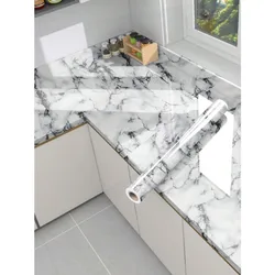 Pvc Marble Kitchen Oil-Proof Film Stove Waterproof Self-Adhesive Wallpaper Countertop Cabinet Renovation Tile Wall Stickers