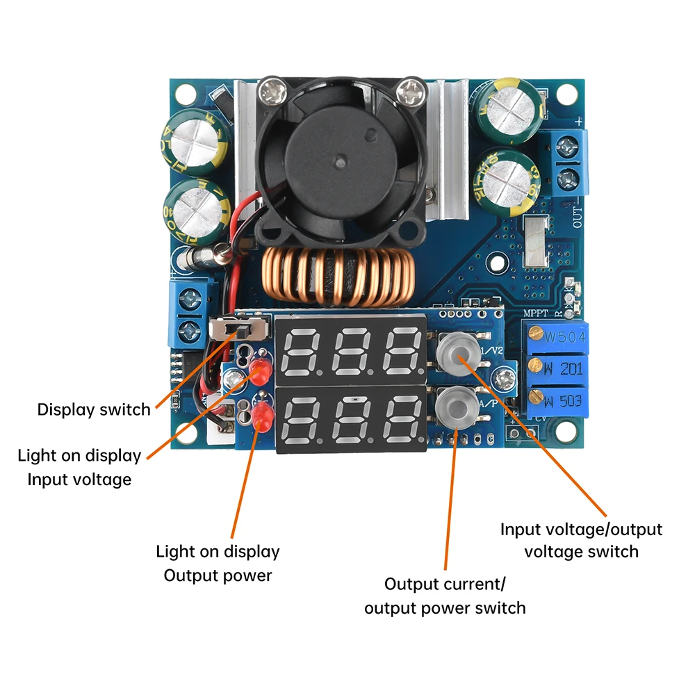 DC-DC Adjustable Step-down Module Solar Controller MPPT Step-down Charging Module 15A Synchronous Rectification