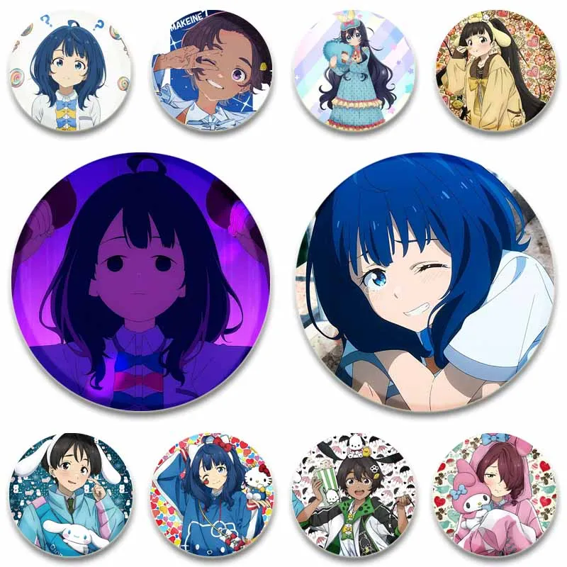Anime Too Many Losing Heroines Coin Badges Plastic Round Brooch Pins on Backpack Clothes Collar Accessories Brooch Toys Gifts