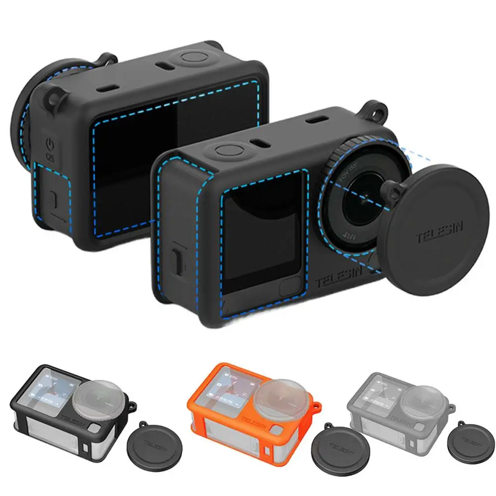 حافظة من السيليكون الناعم لـ dji OSMO Action 6 مع غطاء عدسة مضاد للخسارة كاميرا الحبل غطاء حماية مقاوم للسقوط لـ dji Action S8I6 #2