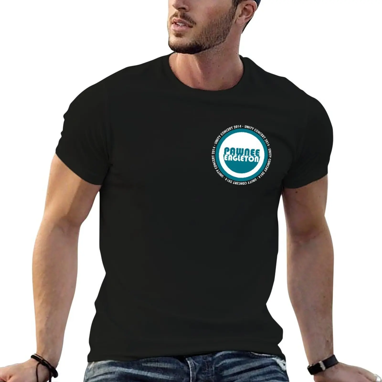 Pawnee-Eagleton Unity Concert 2014 (T-shirt à capuche de Ron) T-shirt décontracté anti-boulochage