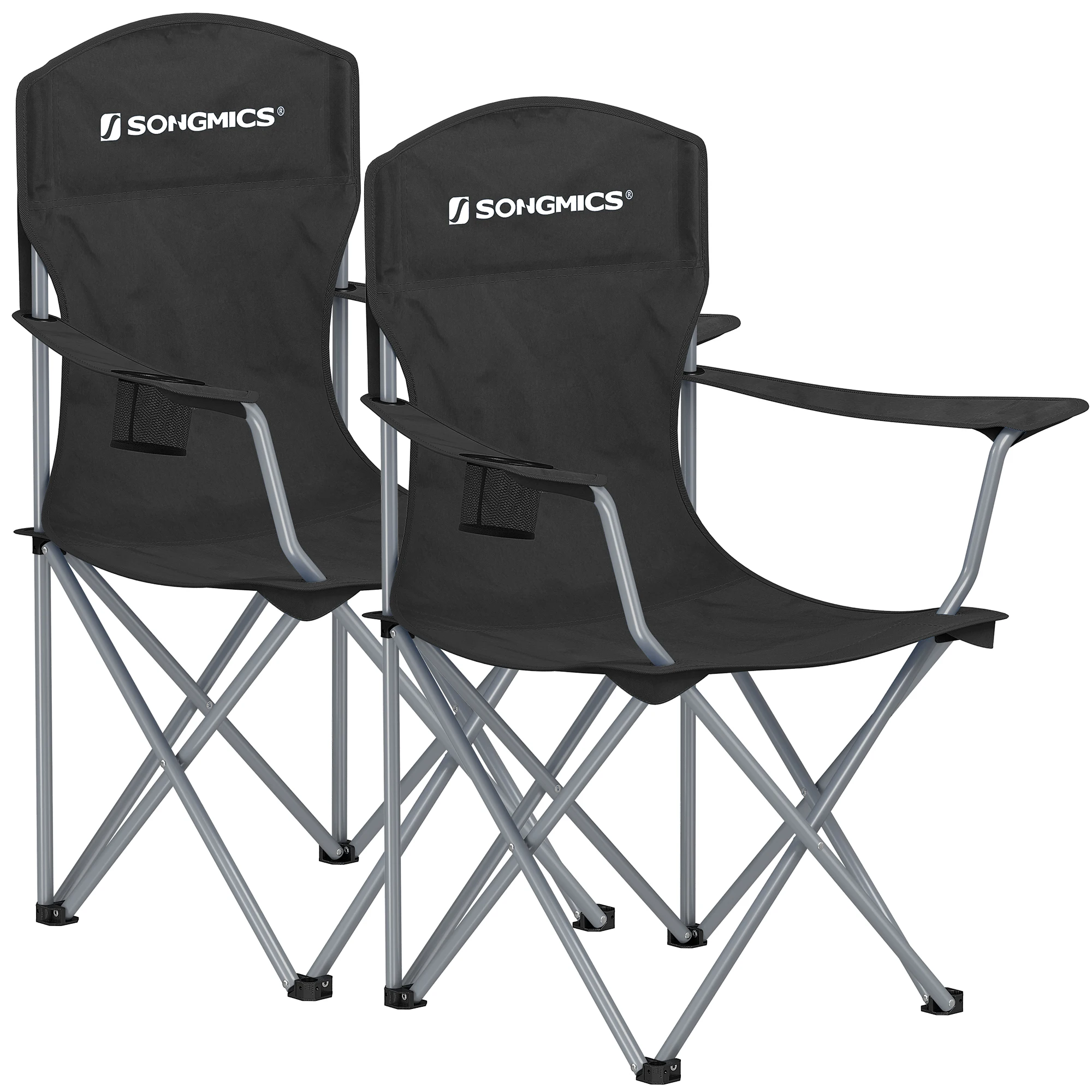 SONGMICS Set of 2 Folding Camping Chairs, Comfortable, Heavy Duty Structure, Max. Load Capacity 330 lb, Outdoor Chair