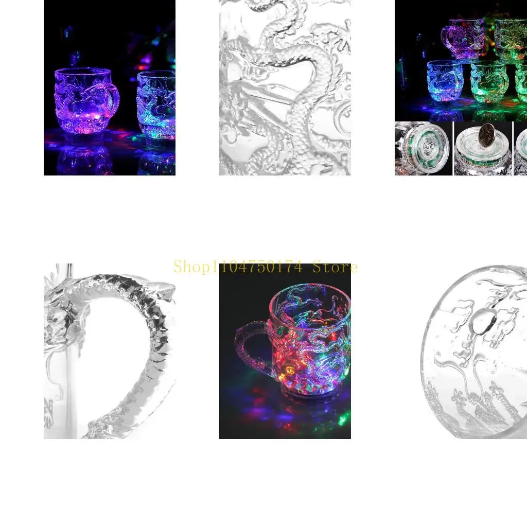 Glasses Beer Cup Dragon LED Inductive Rainbow Color Flashing Light Glow Mugs top sale