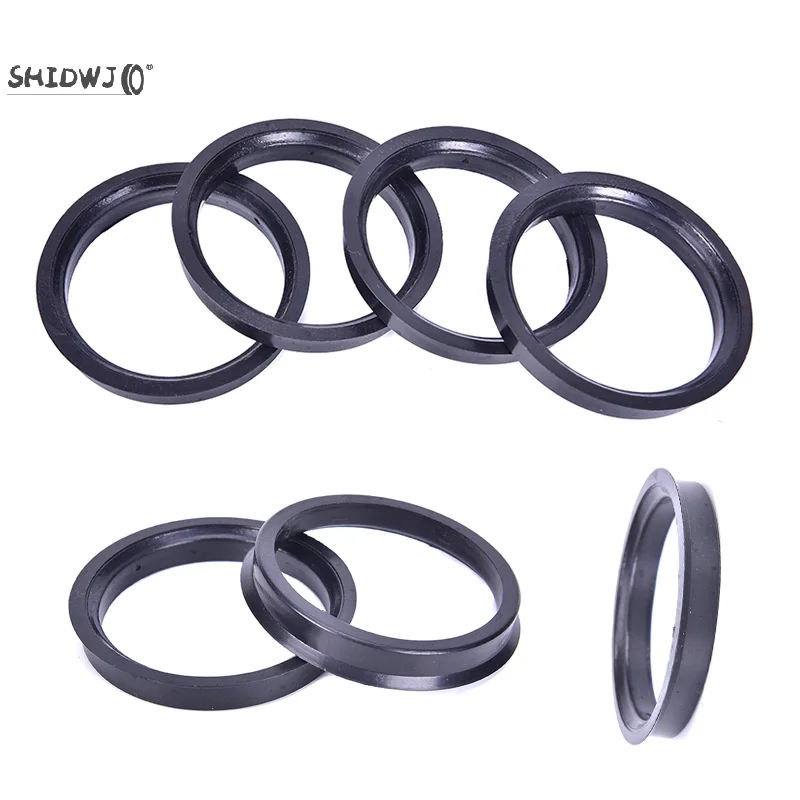 1 Set High Quality 4 Hub Centric Rings Car Wheel Bore Center Collar 66.6-57.1mm For Cars ID 57.1-mm Black Accessories