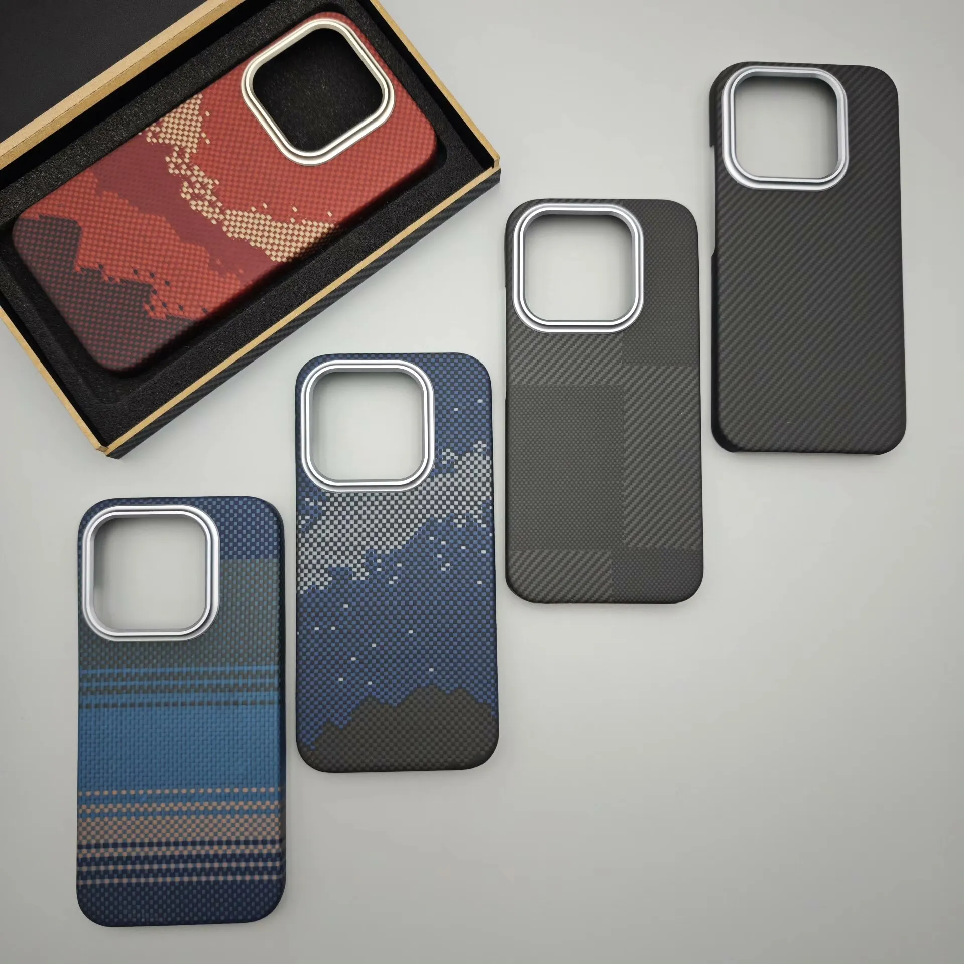 

For Magsafe Magnetic Magnets Carbon Fabric Fiber Aramid Case For Xiaomi 17 Pro Max / Xiaomi 17 Real kevlar Aramid Fiber Case