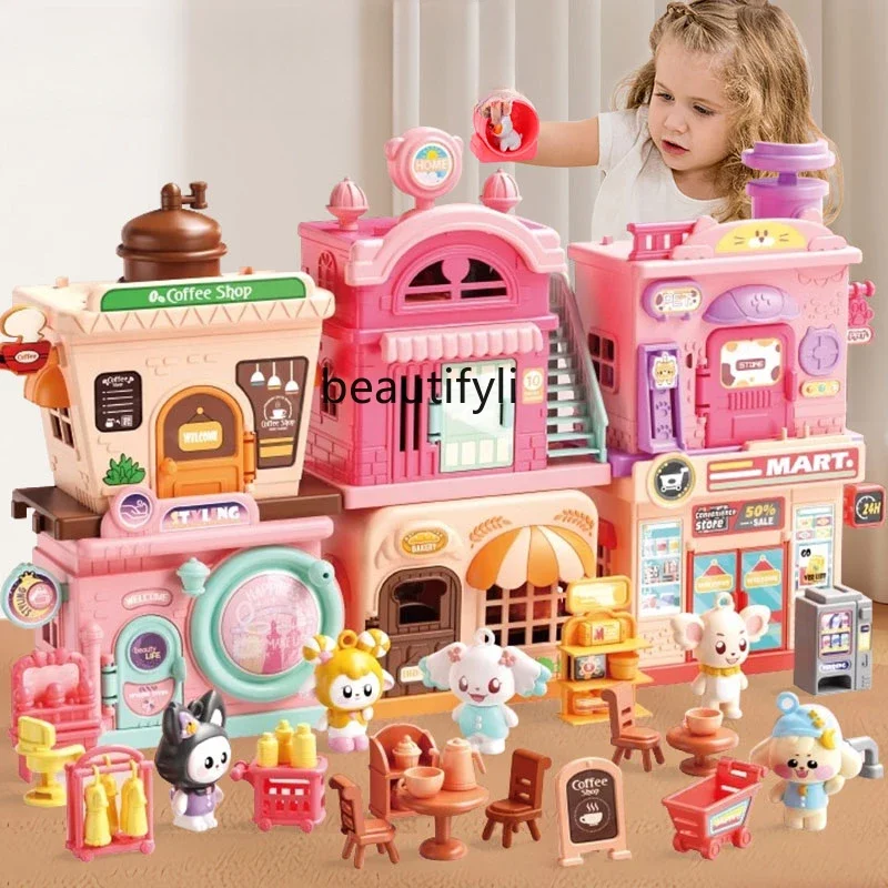 ของเล่นเด็กสาวซ้อน playhouse บ้านตุ๊กตาของขวัญวันเกิด