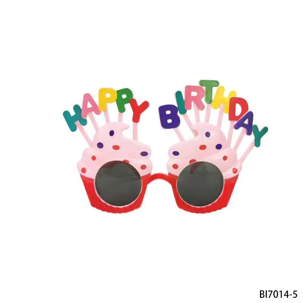 PESENAR 레드 컵케이크와 '생일 축하합니다' 생일 안경, 생일 행사에 활기찬 개성을 보여줍니다.