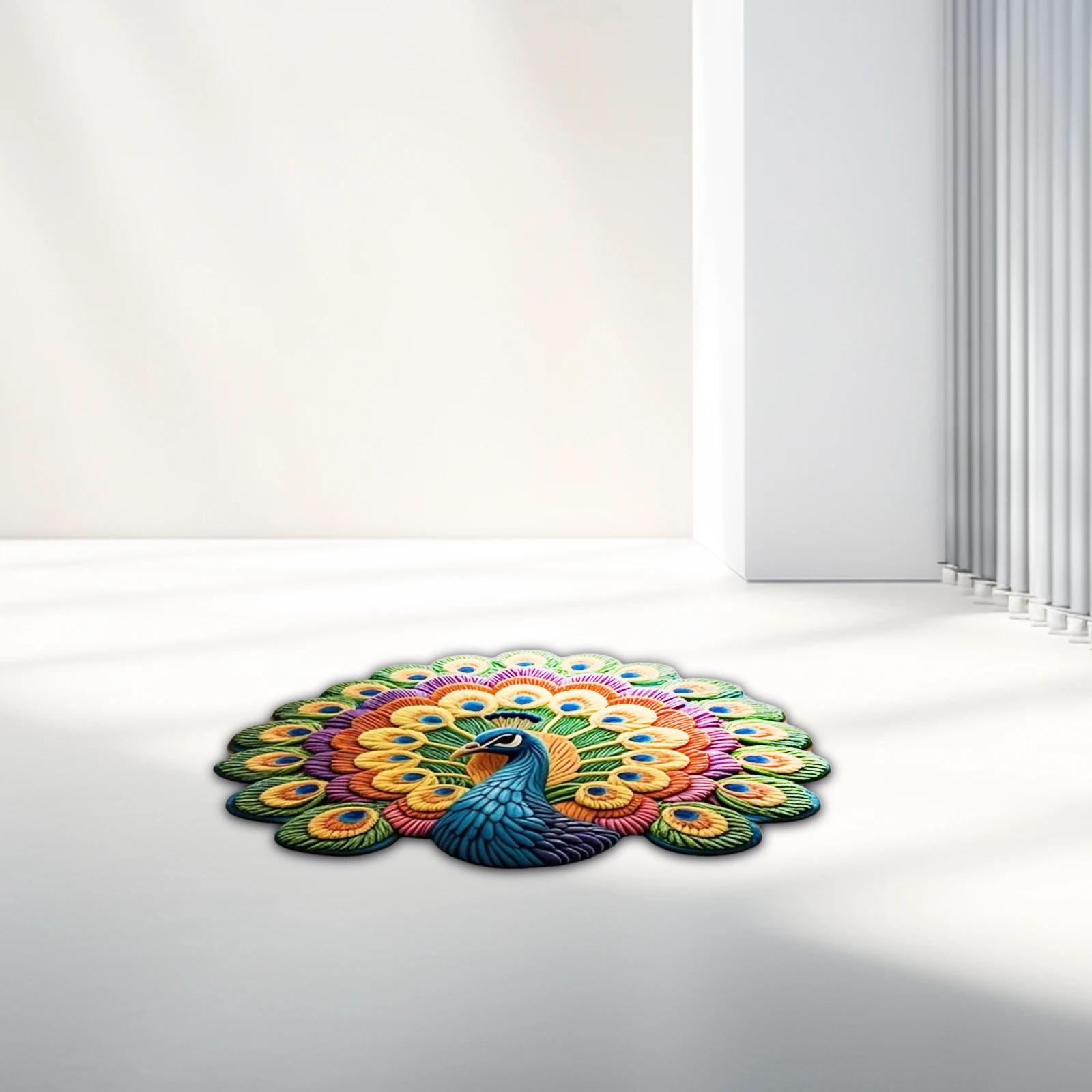 Quick-Dry Non-Slip Soft Peacock Carpet Elegant Peacock Pattern Anti Pollution Easy To Store Suitable For Bathroom