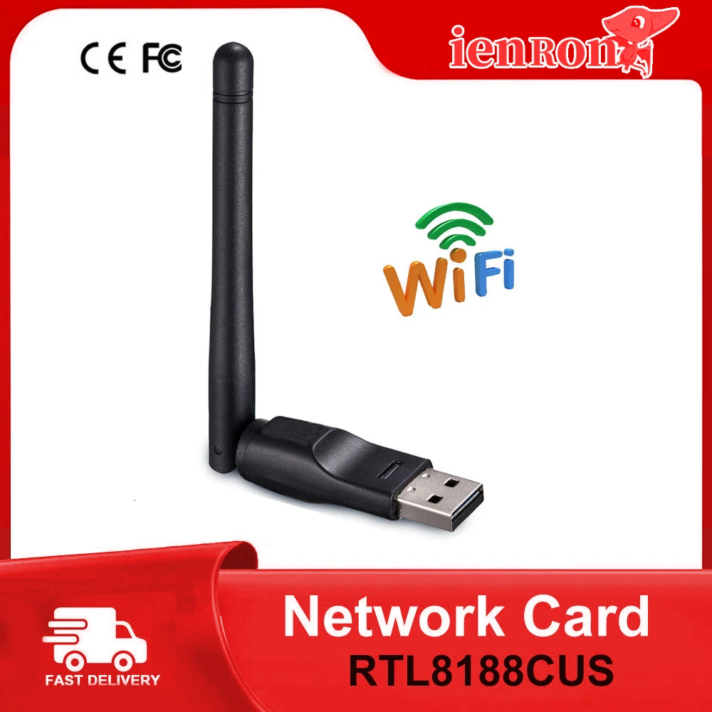 IENRON adaptor antena Wifi MT7601, adaptor jaringan USB 150Mbps 2dBi kartu jaringan nirkabel untuk Desktop Laptop kotak TV Drop Sh