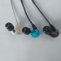 High quality SE215 Hi-fi stereo Headphones 3.5MM In ear Earphones Separate Cable earbuds with Box Transparent black blue