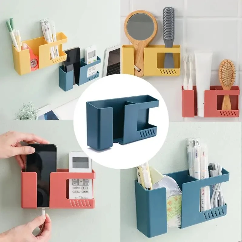 Weiße Wandbehang Aufbewahrungsbox Haushalt Wohnzimmer Conditioner Fernbedienung Nachttisch Telefon Aufbewahrungshalter Organizer Box Regal – Detail 10