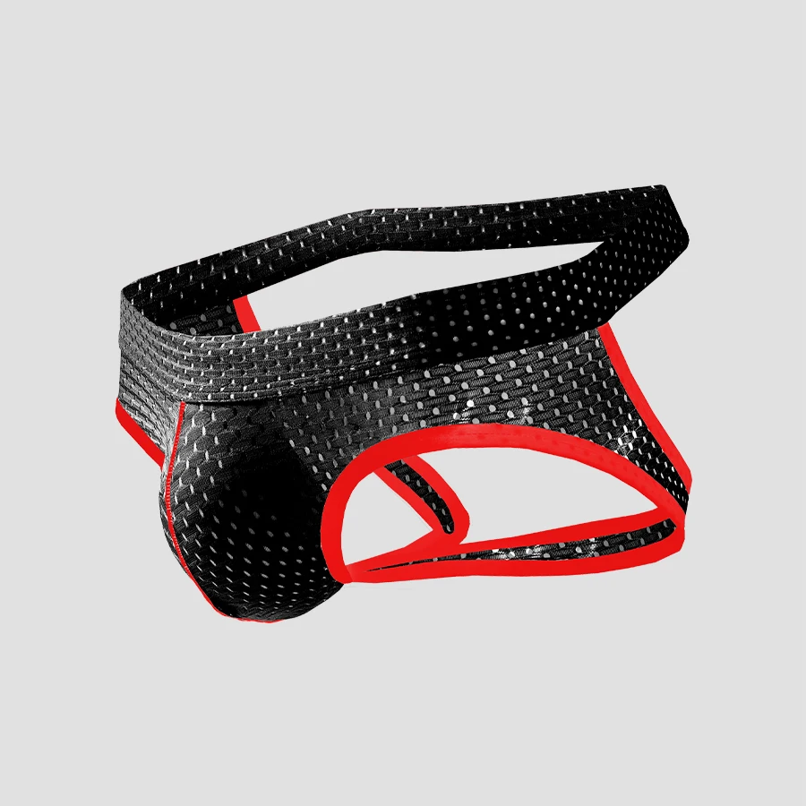 Hollowed-out double thong underwear, men's low-waisted ice silk T pants, elastic tight sexy underpants, comfortable thong pants