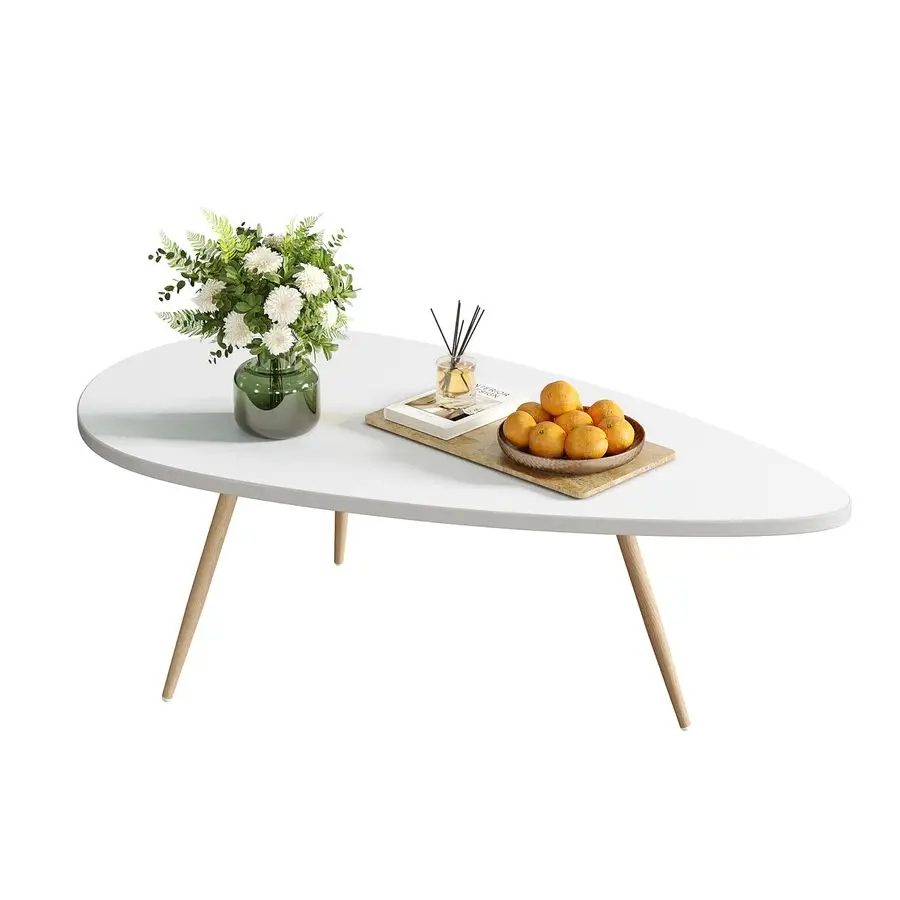 

Modern Coffee Table White Oval Coffee Tables for Living Room Simple Center Table for Small Space Home Office Easy Assembly 22.2