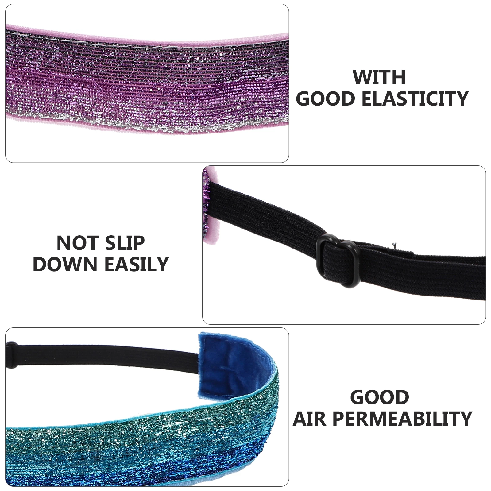 

4Pcs Kids Sequins Sports Headband Non-Slip Stretchy Sweat Absorbent Hair Accessory Kids Sports Headband Anti-Skid Headbands
