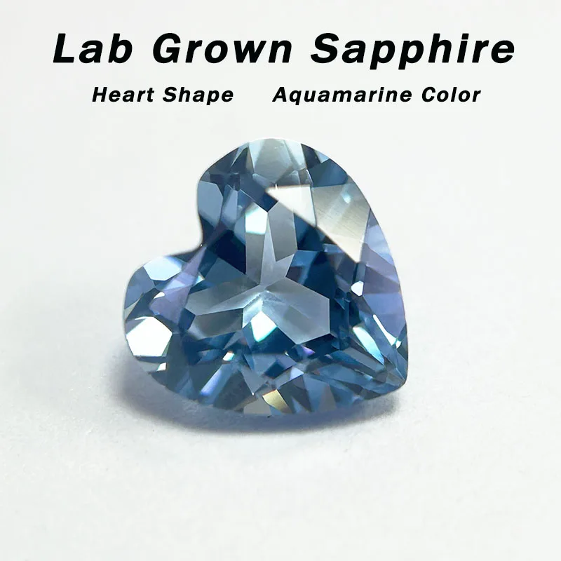 Laborgezüchteter Saphir Aquamarin Farbiger Herzschliff Loser Edelstein DIY Ring Halskette Ohrringe Wählbare Hauptmaterialien Zertifikat – Detail 16