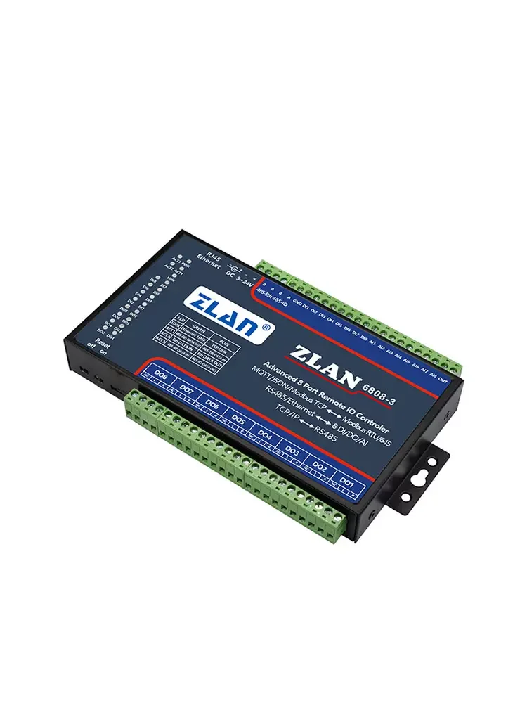 8 Kanalen Di Do Ai Modbus Tcp I/ O Module Ethernet Rj45 Remote Io Controller A/D Collector ZLAN6808-3